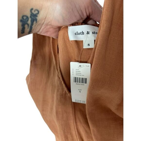 Anthropologie Cloth & Stone Burnt Orange Halter Linen Maxi Dress Size S NWT - Picture 11 of 12